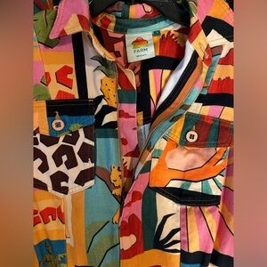 Farm Rio Tropical Collage Coveralls / Jumpsuit